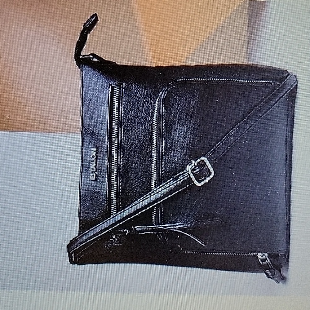 Estalon black 100% genuine leather crossbody bag purse shoulder sling New …